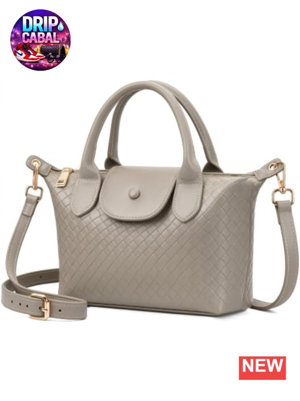Small Vegan Leather Woven Top Handle Crossbody Handbag Satchel Purse